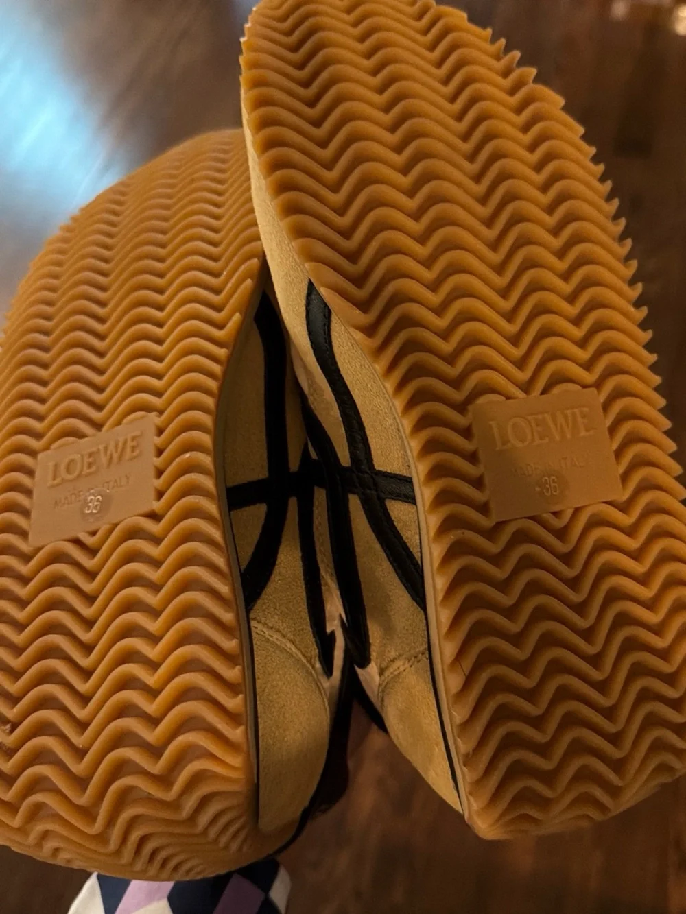 Loewe Beige and Black Lace-Up Sneakers